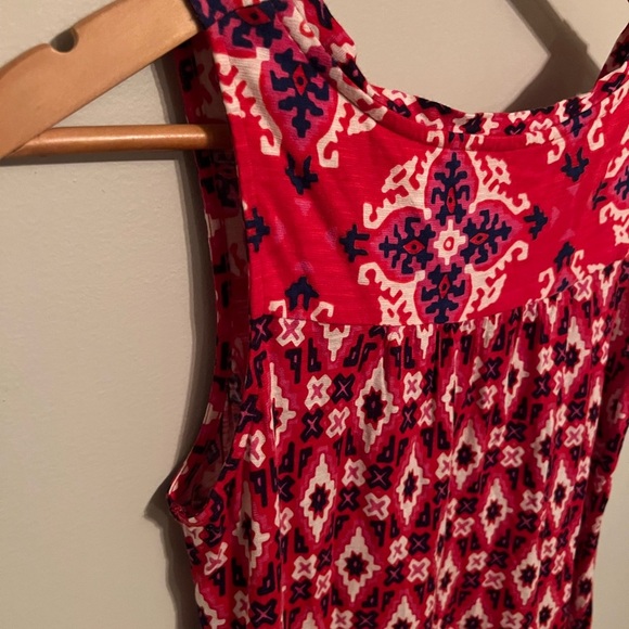 Anthropologie AKEMI + KIN Boho Tribal Print Red Split Neck Tank Top XS - Picture 8 of 8